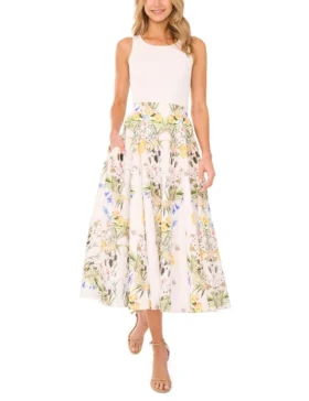 A-LINE LINEN MIDI SKIRT White