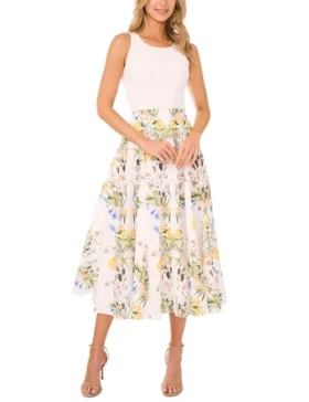 A-LINE LINEN MIDI SKIRT White