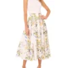 A-LINE LINEN MIDI SKIRT White