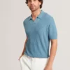 AINDREA Stitched Rib Open Neck Polo Shirt