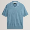 AINDREA Stitched Rib Open Neck Polo Shirt