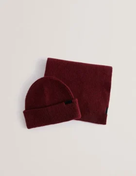 ALLIIYS Ribbed Knit Hat And Scarf Set