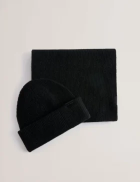 ALLIIYS Ribbed Knit Hat And Scarf Set