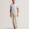 ALPHSHO Geometric Print Pure Cotton Short Sleeve Shirt