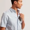 ALPHSHO Geometric Print Pure Cotton Short Sleeve Shirt