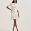 ALZANN Pleated Hem Knitted Bodycon Mini Dress