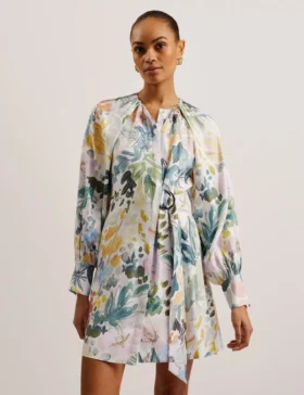 AMASYA Wrap Front Floral Mini Dress
