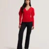 AMELYAA Rib Sculpt Sleeve Sweater