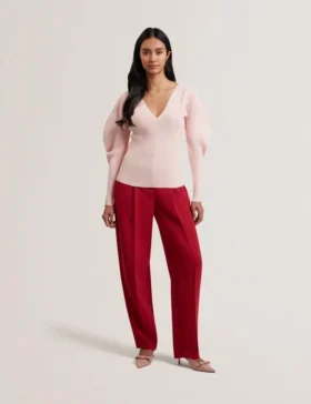 AMELYAA Rib Sculpt Sleeve Sweater