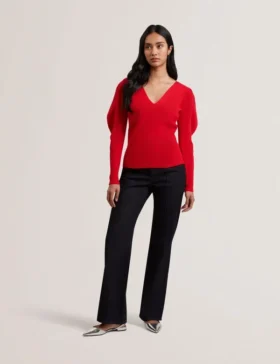 AMELYAA Rib Sculpt Sleeve Sweater
