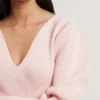 AMELYAA Rib Sculpt Sleeve Sweater