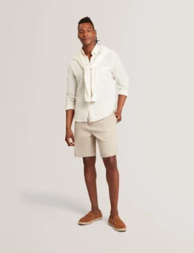 ANDREY Relaxed Marl Check Linen Blend Long Sleeve Shirt