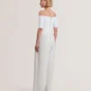 ANGELIY Bardot Knit Top Wide Leg Belted Jumpsuit