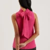 ANINI Textured High Neck Sleeveless Top