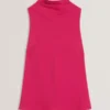 ANINI Textured High Neck Sleeveless Top