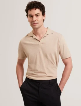 ANITO Open Neck Cotton Linen Polo Shirt
