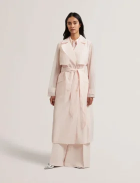 APLYSIA Organza Trench Coat with Storm Flaps