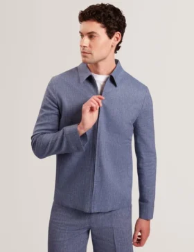 ASHLEYJ Linen Cotton Zip-Up Harrington Jacket