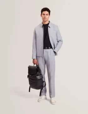 ASHLEYJ Linen Cotton Zip-Up Harrington Jacket