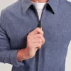 ASHLEYJ Linen Cotton Zip-Up Harrington Jacket
