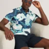 ASHYBY Garden Print Pique Cotton Polo Shirt