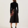 ASNES Knit Bodice Midi Dress With Printed Skirt