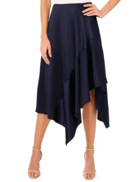 ASYMMETRIC MIDI SKIRT Navy