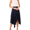 ASYMMETRIC MIDI SKIRT Navy