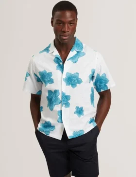 ATALAI Bold Floral Seersucker Short Sleeve Shirt