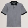 AUGUSO Textured Jacquard Cotton Polo Shirt