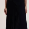 AZZINA Pleated Panel Sleeveless Knitted Midi Dress