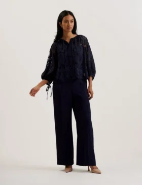 BACINA Lace 3/4 Balloon Sleeve Blouse