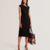 BAYREE Folded Neckline Pencil Midi Dress