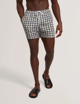 BELAIRE Retro Geo Drawstring Swim Shorts