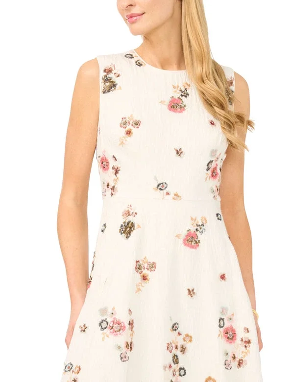 BELLAA Sequin Floral Sleeveless Midi Dress BELLAA Sequin Floral Sleeveless Midi Dress