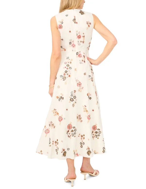 BELLAA Sequin Floral Sleeveless Midi Dress BELLAA Sequin Floral Sleeveless Midi Dress