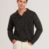 BERRETO Melange Knit Long Sleeve Polo Shirt
