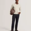 BERRETO Melange Knit Long Sleeve Polo Shirt