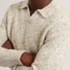 BERRETO Melange Knit Long Sleeve Polo Shirt