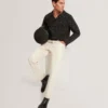 BERRETO Melange Knit Long Sleeve Polo Shirt