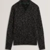 BERRETO Melange Knit Long Sleeve Polo Shirt