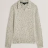 BERRETO Melange Knit Long Sleeve Polo Shirt