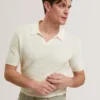 BESTEL Short Sleeve Wavy Stitch Open Neck Polo