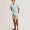 BOCHE Tropical Print Linen Blend Relaxed Shirt
