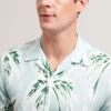 BOCHE Tropical Print Linen Blend Relaxed Shirt