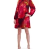 BOW NECK MINI DRESS Red