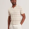 BRODI Striped Linen Blend Knitted Polo Shirt