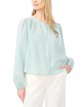 BROOKE Striped Puff Long Sleeve Blouse