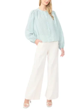 BROOKE Striped Puff Long Sleeve Blouse