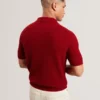 CAELUM Herringbone Texture Knit Short Sleeve Polo